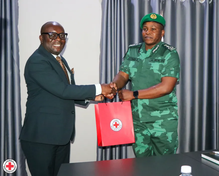ZRCS secretary General Mr. Cosmass Sakala with ZCS Deputy Commissioner General  Bwalya Kuyomba